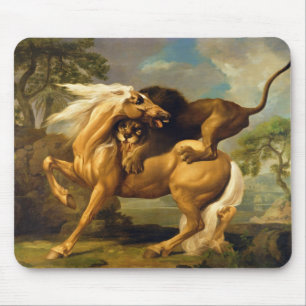 George Stubbs   ein Löwe, der ein Pferd in Angriff Mousepad