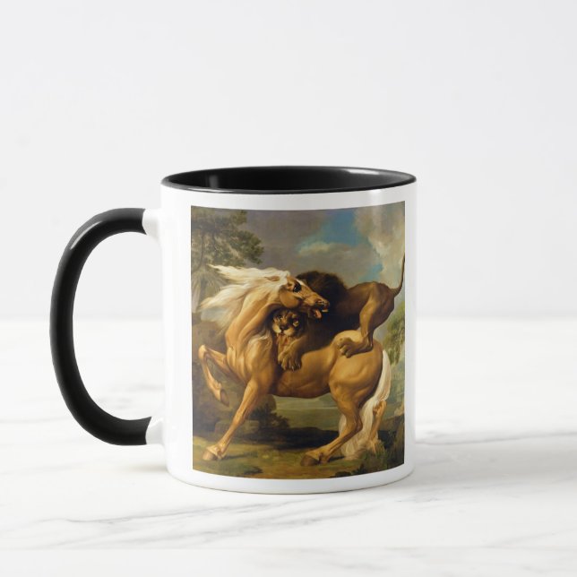 George Stubbs | ein Löwe, der ein Pferd in Angriff Tasse (Links)