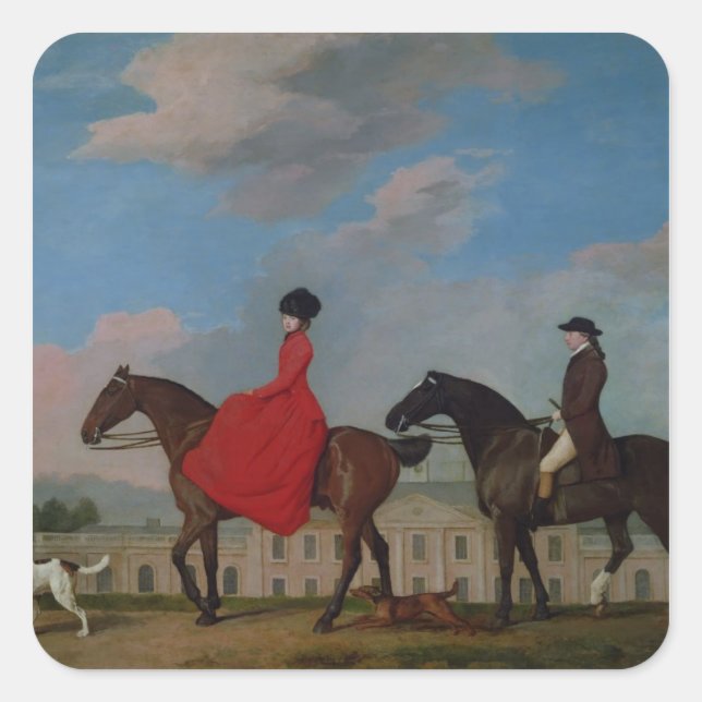 George Stubbs | John und Sophia Musters, die auf Quadratischer Aufkleber (Vorderseite)