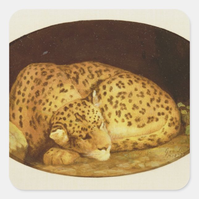 George Stubbs | Leopard, 1777 (Emaille on Quadratischer Aufkleber (Vorderseite)
