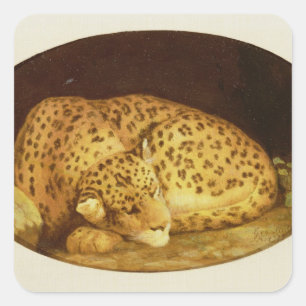 George Stubbs   Leopard, 1777 (Emaille on Quadratischer Aufkleber