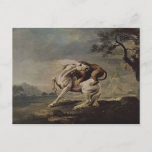 George Stubbs - Löwe attackiert ein Pferd Postkarte