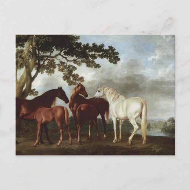 George Stubbs-Mares und Foals in einer Flusslandsc Postkarte (Vorderseite)