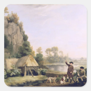 George Stubbs zwei gehende Herren ein Schießen, Quadratischer Aufkleber