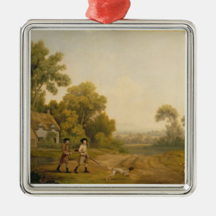 George Stubbs zwei gehende Herren ein Schießen Silbernes Ornament