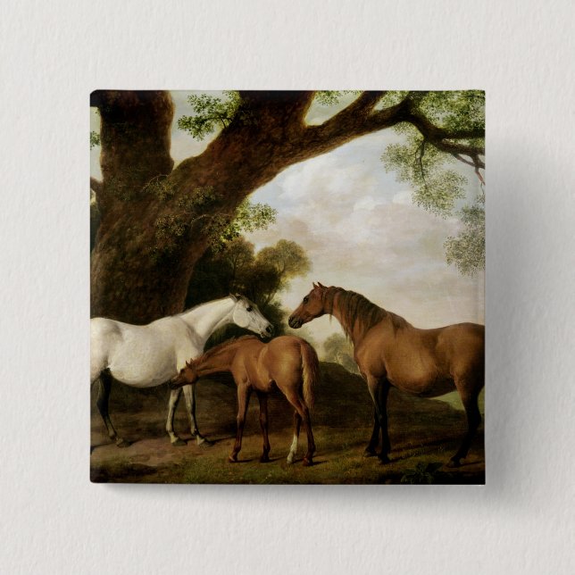 George Stubbs | zwei Shafto Stuten und ein Fohlen, Button (Vorderseite)
