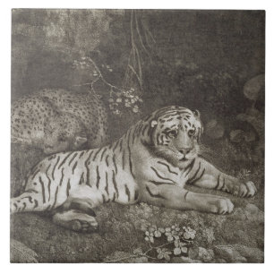 George Stubbs   zwei Tygers, graviert vom Künstle Fliese