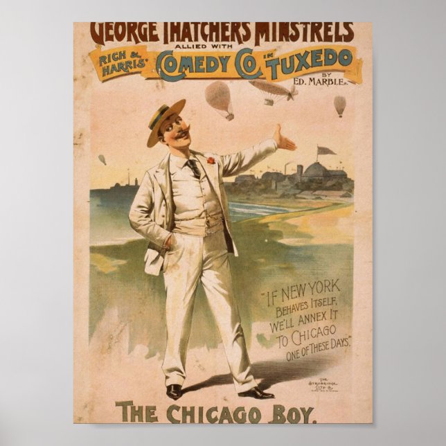 George Thatchers Minstrels, "The Chicago Boy" Poster (Vorne)
