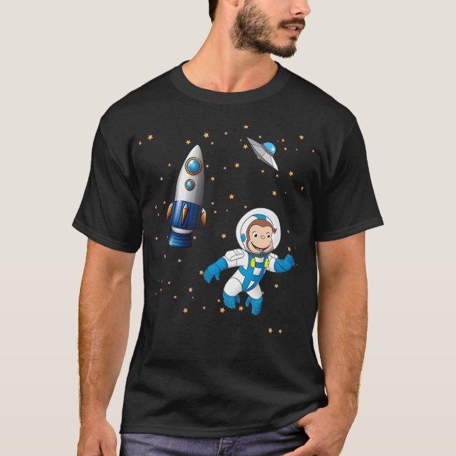 George The Curry Monkey Astronaut Cartoon in SP T-Shirt (Vorderseite)