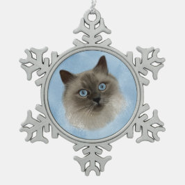 George the ragdoll schneeflocken Zinn-Ornament