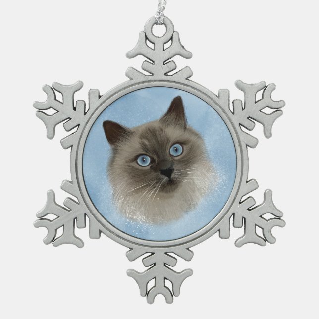 George the ragdoll schneeflocken Zinn-Ornament (Vorderseite)