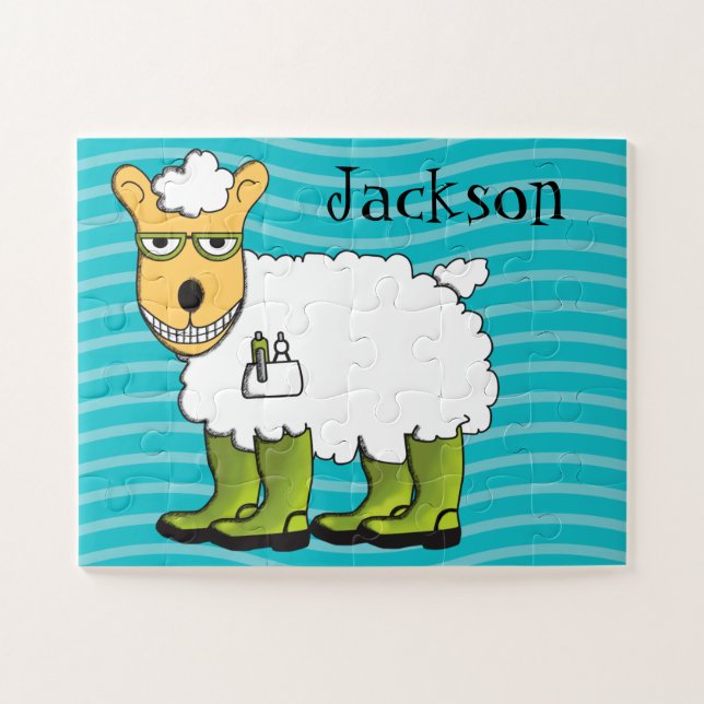 George the Sheep Personalisiert Kids Puzzle (Horizontal)