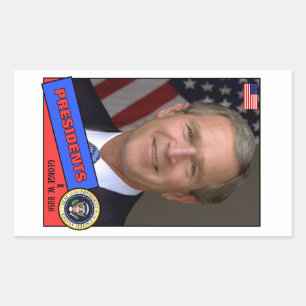 George W. Bush Baseballkarte Rechteckiger Aufkleber