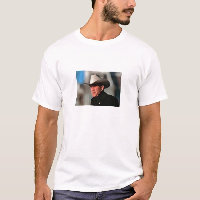 George W. Bush - im Schwarzen mit Cowboyhut T-Shirt (Vorderseite)