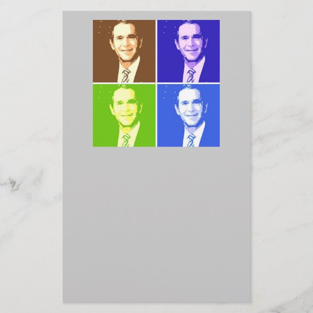 George W Bush Pop Art Briefpapier (Vorderseite)