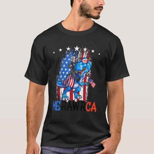 George Washington 4. Juli Dino Boys Men Americ T-Shirt (Vorderseite)