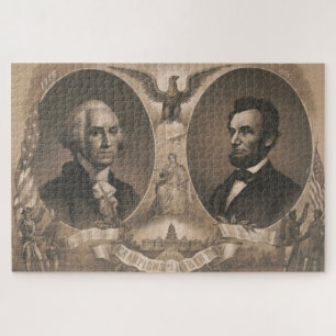 George Washington Abraham Lincoln Adler US Vintage Puzzle