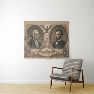 George Washington Abraham Lincoln Adler US Vintage Wandteppich