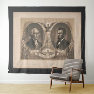 George Washington Abraham Lincoln Adler US Vintage Wandteppich