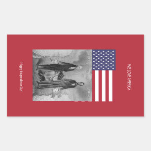 George Washington Abraham Lincoln American Flag Rechteckiger Aufkleber