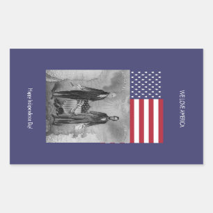 George Washington Abraham Lincoln American Flag Rechteckiger Aufkleber