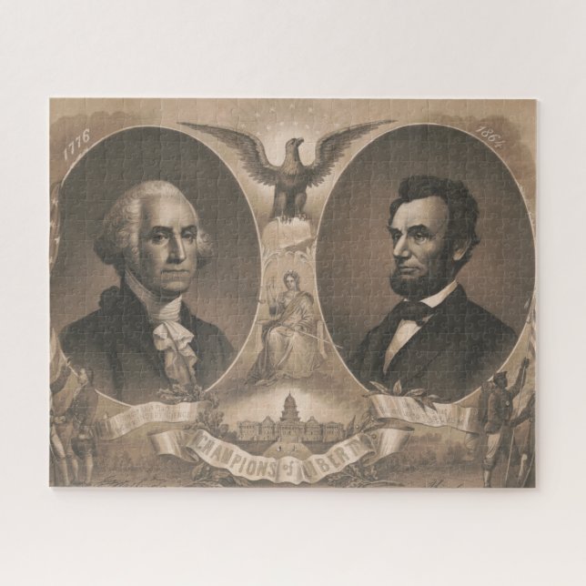George Washington Abraham Lincoln Eagle Patriotic Puzzle (Horizontal)