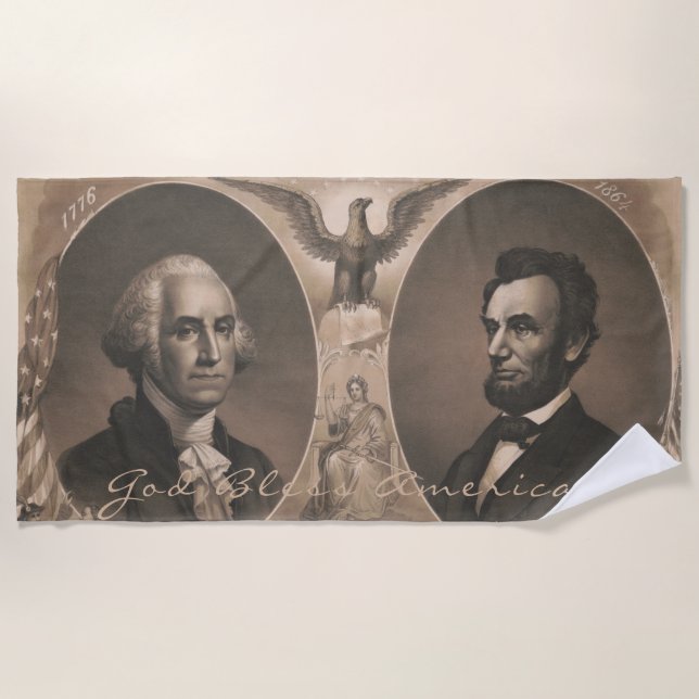George Washington Abraham Lincoln Eagle Patriotic Strandtuch (Vorderseite)