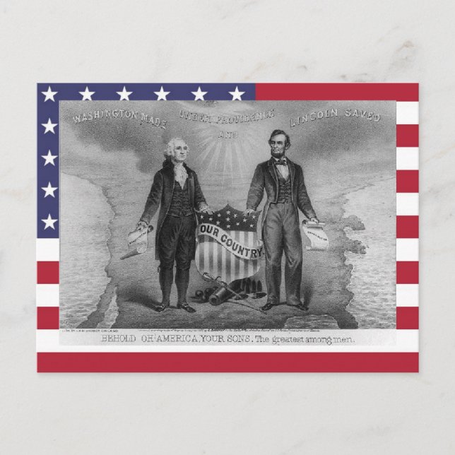 George Washington Abraham Lincoln USA Postkarte (Vorderseite)