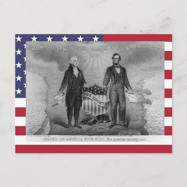 George Washington Abraham Lincoln USA Postkarte (Vorderseite)