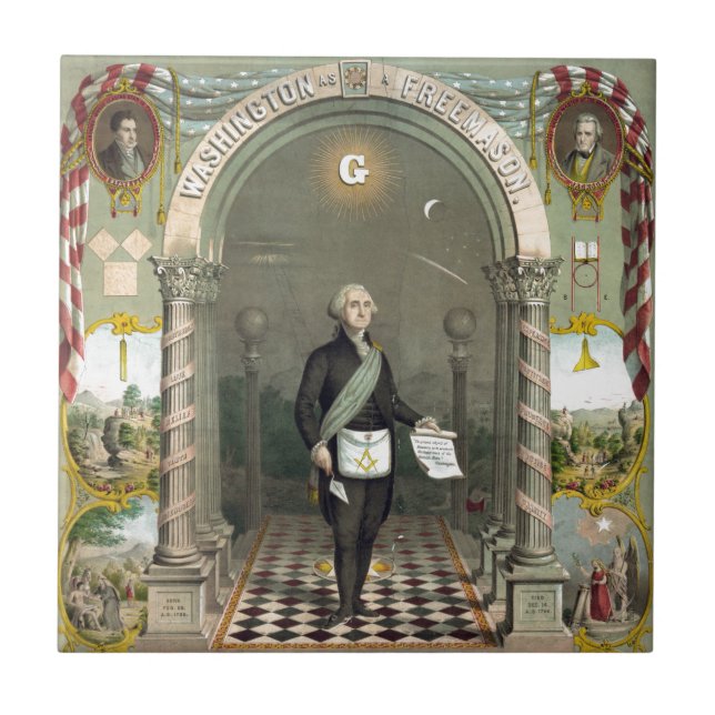 George Washington als Freimaurer Fliese (Vorderseite)