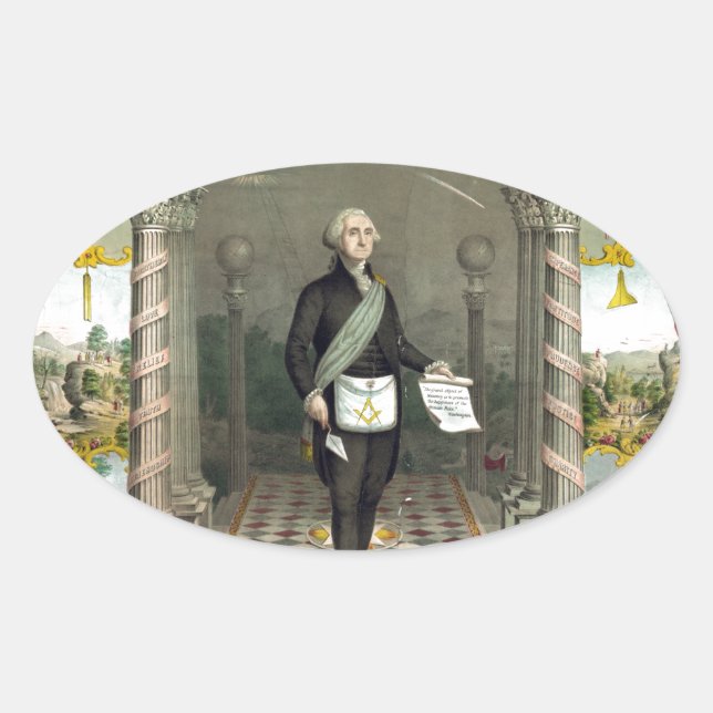 George Washington als Freimaurer Ovaler Aufkleber (Vorderseite)