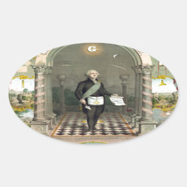 George Washington als Freimaurer Ovaler Aufkleber