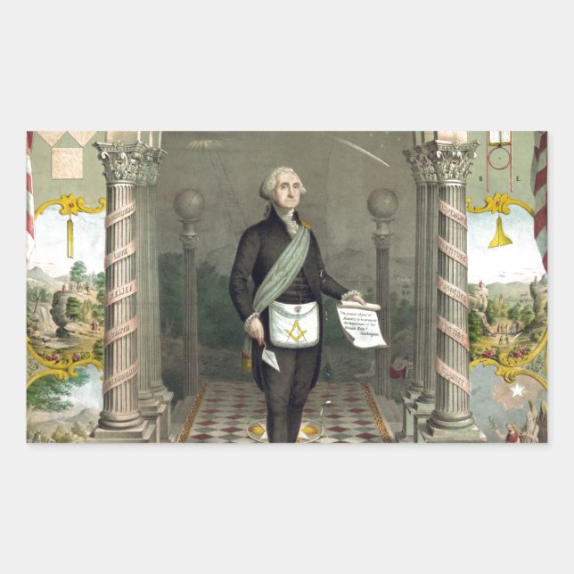 George Washington als Freimaurer Rechteckiger Aufkleber (Vorderseite)