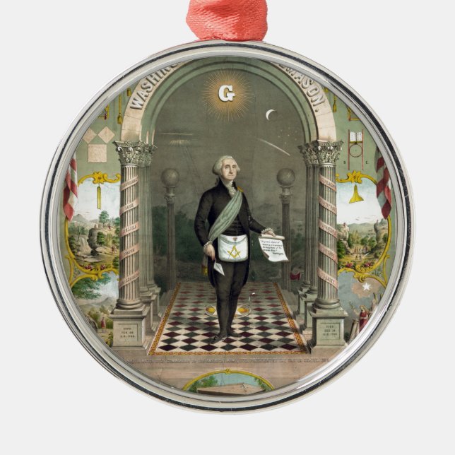 George Washington als Freimaurer Silbernes Ornament (Vorne)