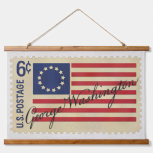 George Washington anachronistische Briefmarke von Wandteppich Mit Holzrahmen