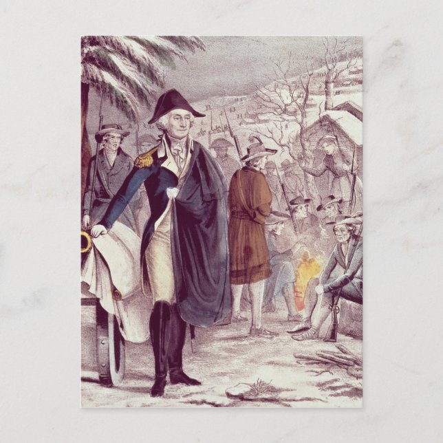 George Washington bei Valley Forge Postkarte (Vorderseite)