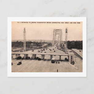 George Washington Bridge, Eingang, NJ Vintage Postkarte