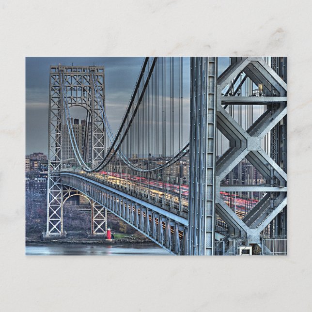 George Washington Bridge & The Red Lighthouse NYC Postkarte (Vorderseite)