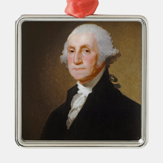 George Washington, c.1821 (Öl auf Leinwand) Silbernes Ornament (Vorne)