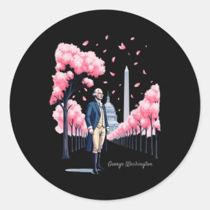 George Washington Cherry Blossom Art Washington Dc Runder Aufkleber