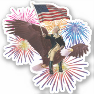 George Washington, der einen Adler mit einer Flagg Aufkleber