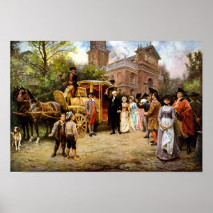 George Washington, der in Christus-Kirche ankommt Poster