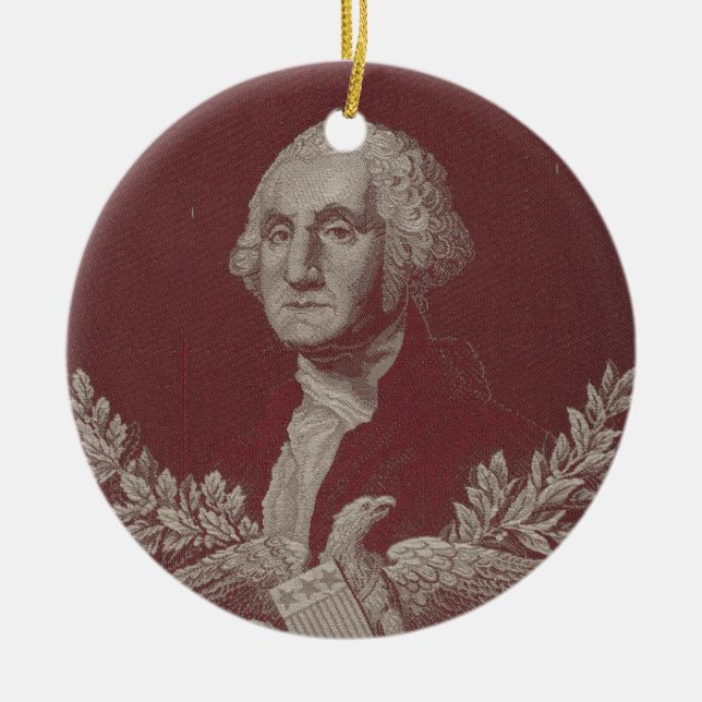 George Washington Eagle Stars Stripes USA Portrait Keramikornament (Vorne)
