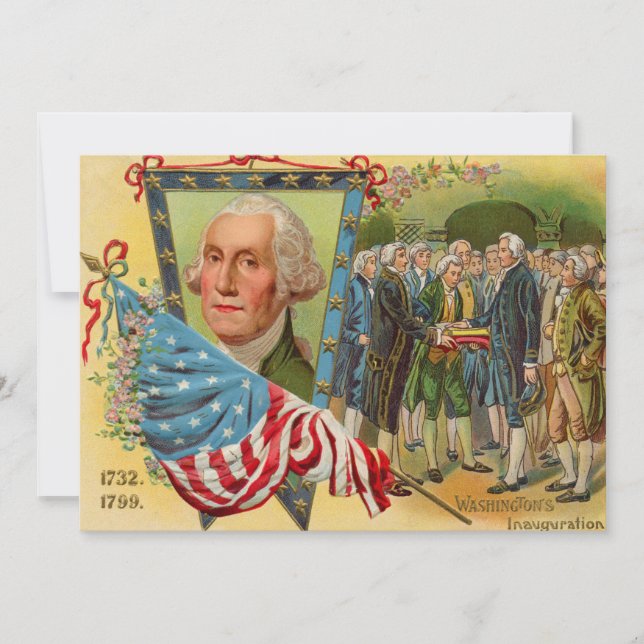 George Washington Einweihung der amerikanischen Fl Einladung (Vorderseite)