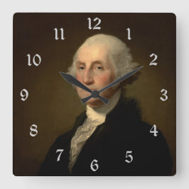 George Washington Erster amerikanischer Präsident  Quadratische Wanduhr