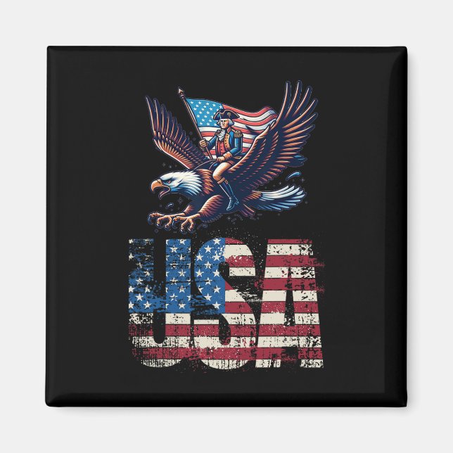 George Washington fährt einen Bald Adler 4. Juli Magnet (Vorne)