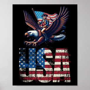 George Washington fährt einen Bald Adler 4. Juli Poster