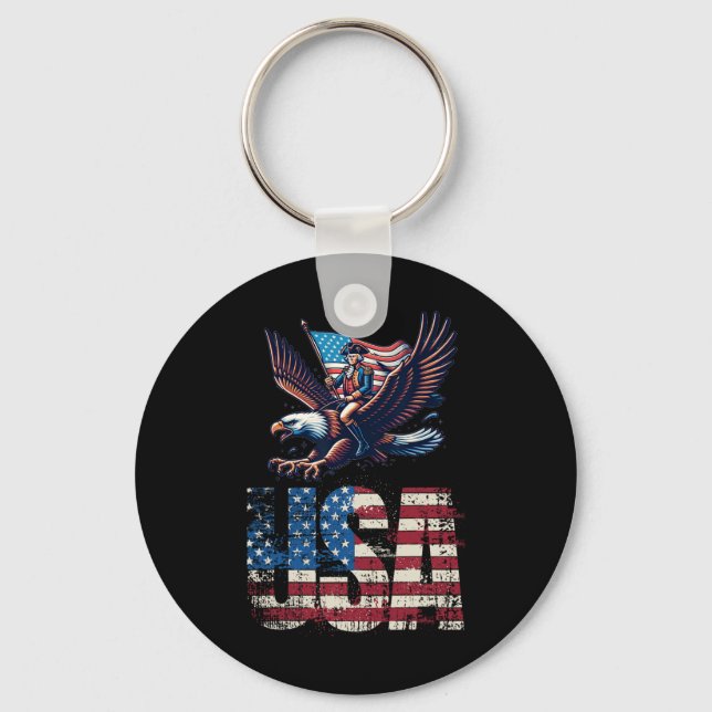 George Washington fährt einen Bald Adler 4. Juli Schlüsselanhänger (Vorderseite)