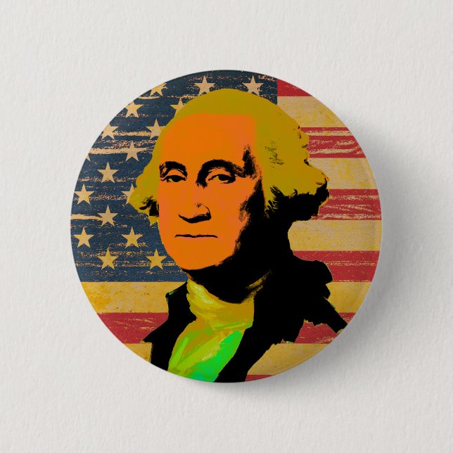 George Washington-Flagge-Pop-Art-Knopf Button (Vorderseite)