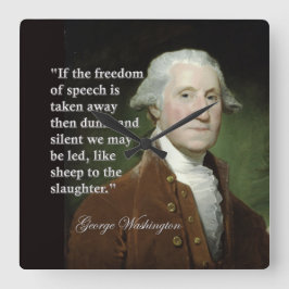 George Washington Freedom of Speech Zitat Clock Quadratische Wanduhr